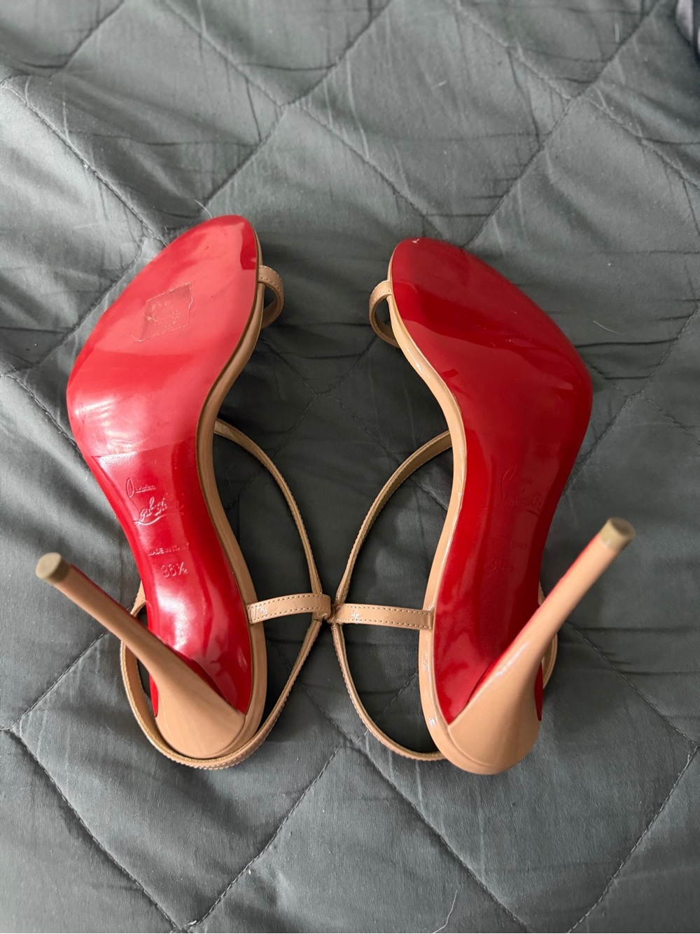 Christian Louboutin Rosa Z 100 Patent Leather Sandals Blush Nude 36.5 Worn Once - Picture 2 of 8